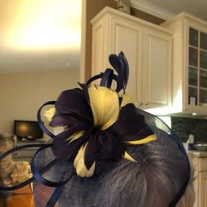 Navy and Yellow Fascinator Hat
